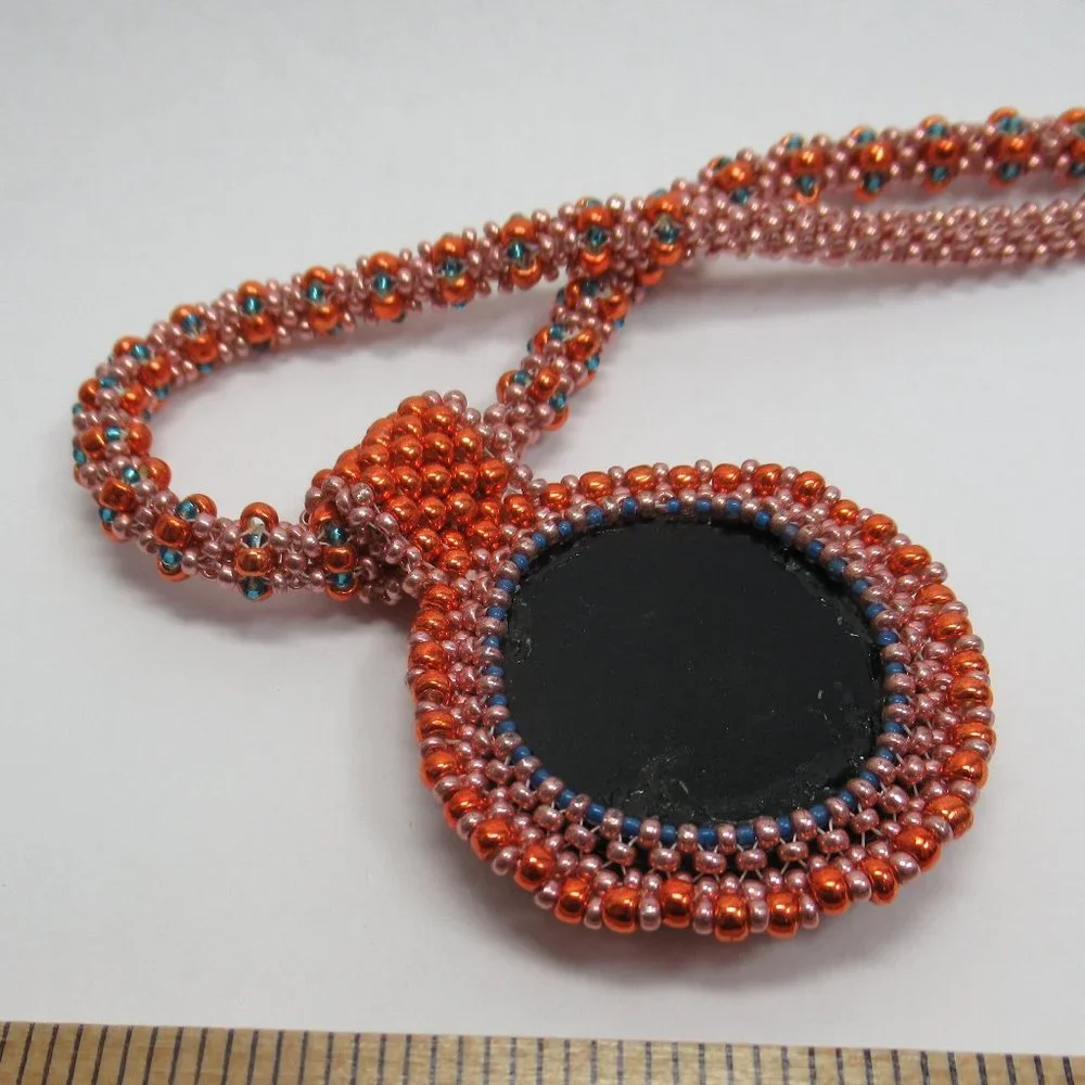 Handwoven Dichroic glass pendant with necklace